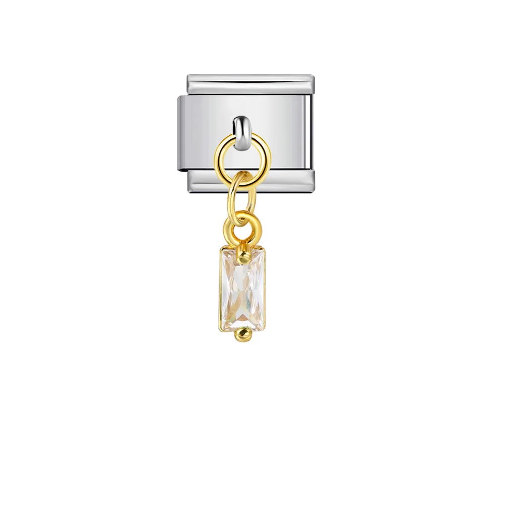 Y2k Einfarbiger Quadratischer Kristallanhänger, Italienischer Charm-Anhänger, passend für 9mm Edelstahlarmbänder, DIY-Schmuckgeschenk – Detail 5