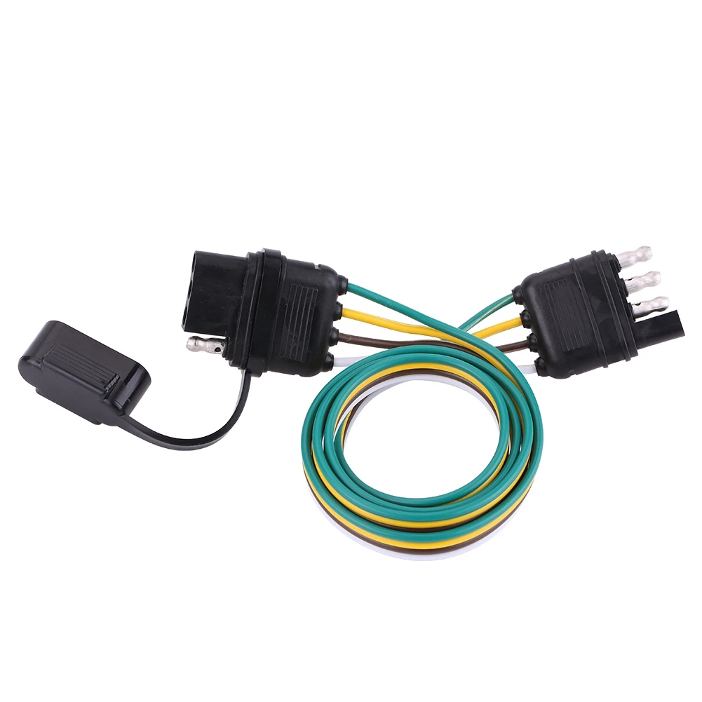 4 Pin Trailer Plug Trailer Connector 6-24V 4 Pin Flat Trailer Plug Socket Wiring Connector Adapter for Towbar Towing