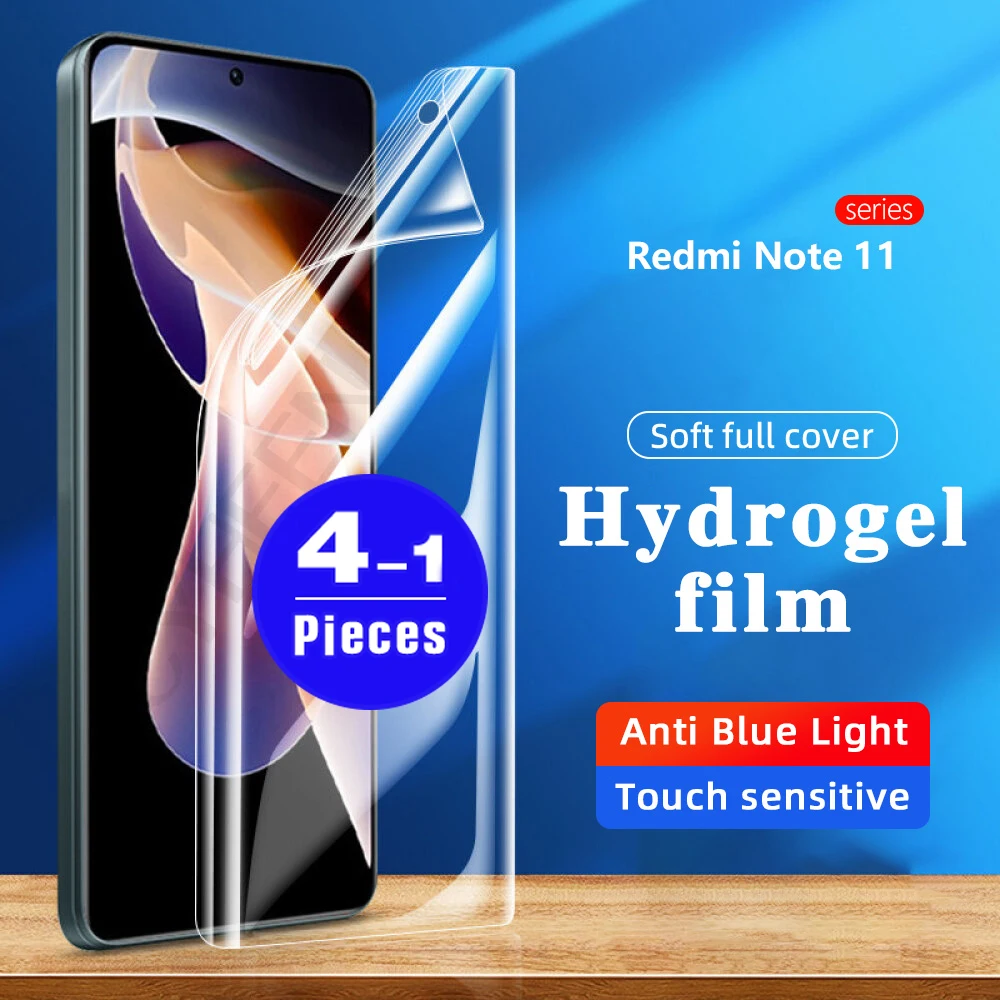 1-4Pcs 9D hydrogel film screen protector For redmi note 11 10 9 11T 10S 9S 8 8T 7 pro max plus 7S soft full cover film Not Glass