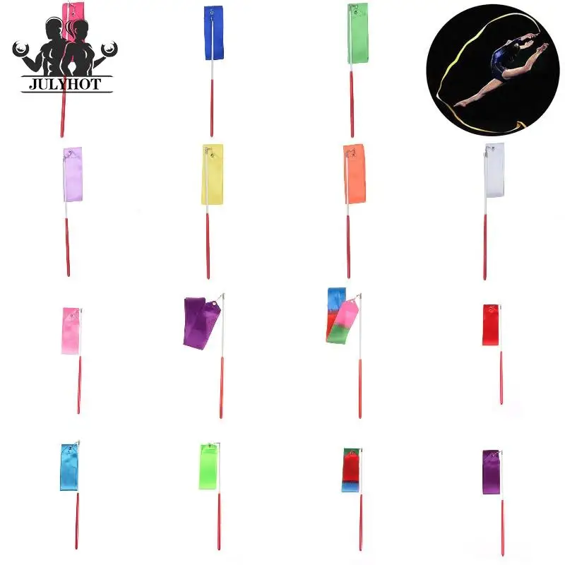 1/2m Gymnastics Colored Ribbons Gym Rhythmic Gymnastics Equipment Dance Ribbon Ballet Streamer Twirling Rod Training Tool