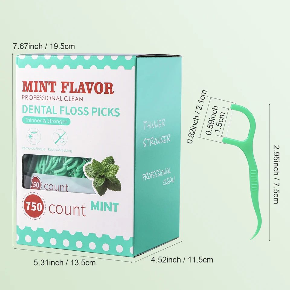 Palillo de Hilo Dental con Sabor a Menta - Cuidado Bucal Portátil Desechable para el Hogar - Limpieza Profunda - Limpieza Interdental PR 5