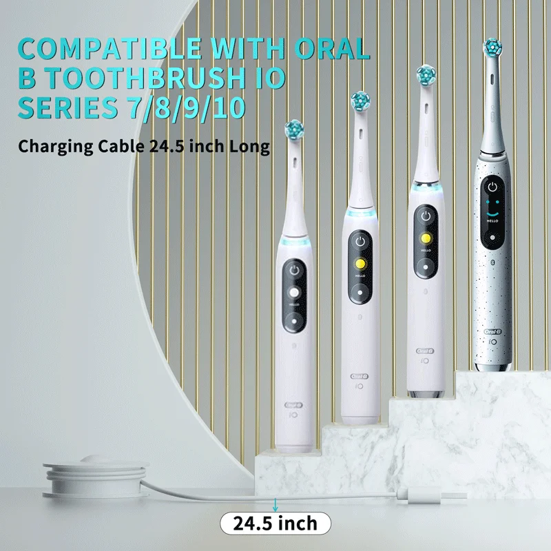 Oral-B iO 7 8 9 시리즈용 충전기 베이스, 전동 칫솔, 마그네틱 충전 베이스, Oral-B iO 시리즈 7 8/9, 화이트 및 블랙