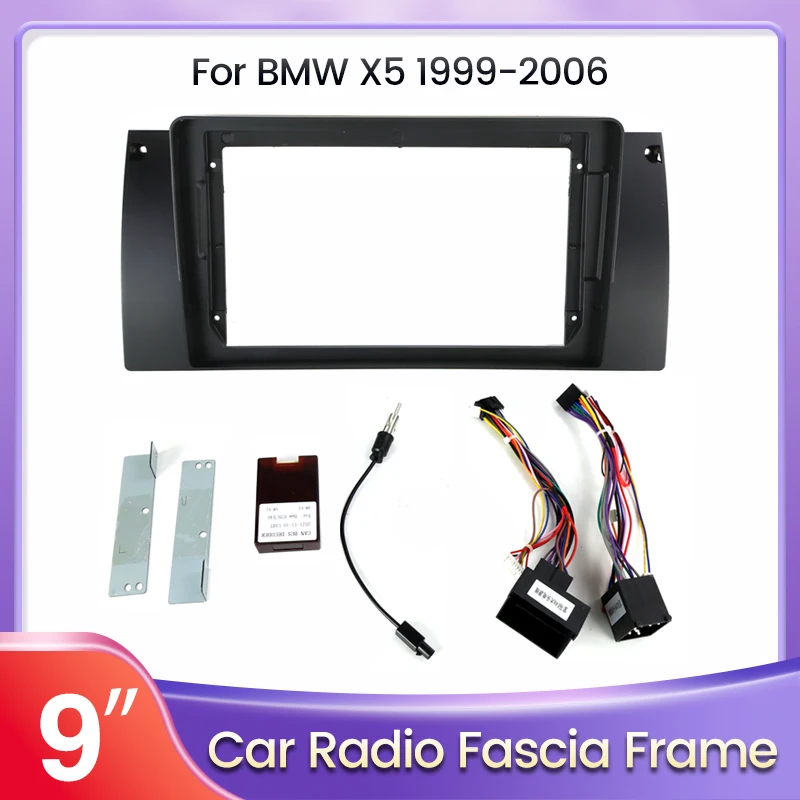 9 zoll Auto Radio Fascia Rahmen für BMW 5 Serie E53 E39 Doppel 2Din Stereo Panel Platte Dash Installation montieren Lünette Trim Kit Kann