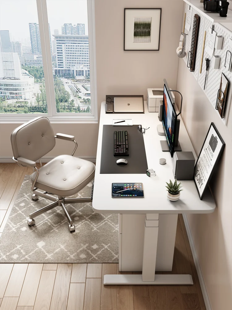 Student desks, home white desks, computer desks for primary and secondary school students, children's electric height-adjustable