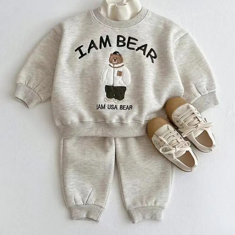 

Autumn New Baby Long Sleeve Clothes Set Kids Boys Cute Bear Sweatshirt + Pants 2pcs Suit Toddler Outfits Infant Girl Sportswaer