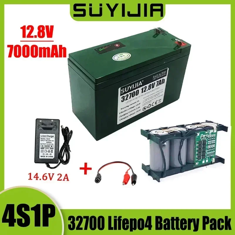 New 12.8V 32700 7000mAh Battery Pack 4S1P Lifepo4 Rechargeable Battery W/ 4S 7A Balanced BMS for Electric Model Cars Model Cars