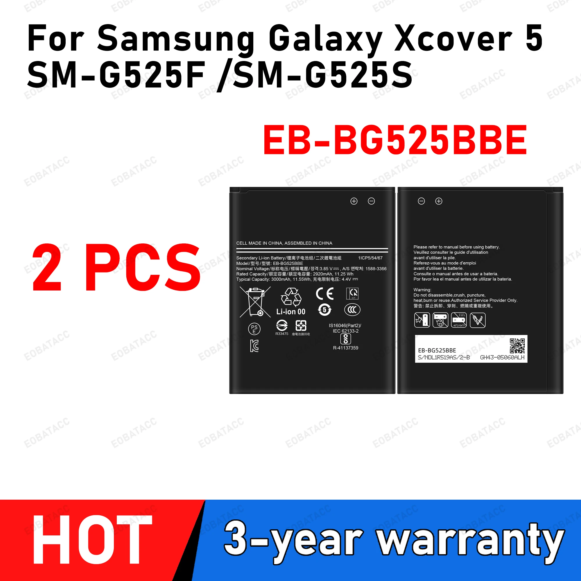 10 Pcs Brand New Battery EB-BG525BBE For Samsung Galaxy Xcover 5 Batteries