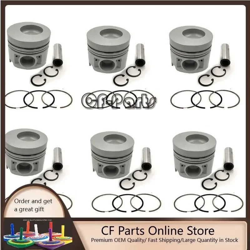 

New 6 Sets STD Piston Kit With Ring 13216-1980 Fit For Hino H07D Engine 110MM