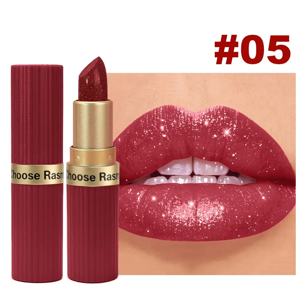 Parelmoer Roze Glitter Fluwelen Lippenstift Metallic Waterdicht Langdurig Matte Shimmer Diamant Lippenstift Dames Make-up Cosmetisch