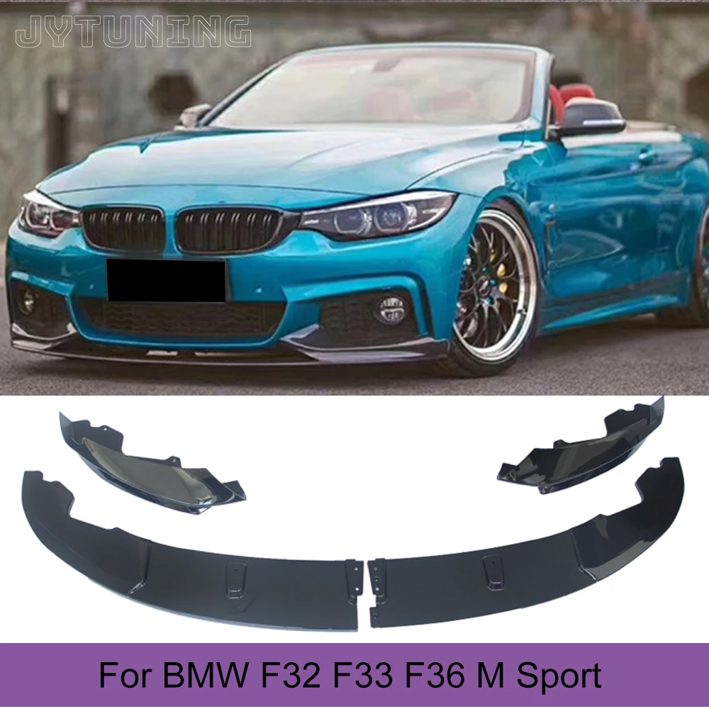 

For BMW 4 Series F32 F33 F36 M Sport M tech Car Front Bumper Lip Spoiler Splitters 2014 - 2018 ABS Carbon Look Gloss Black