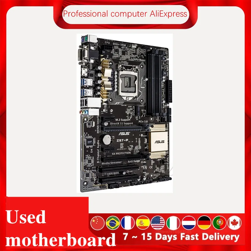 For Asus Z97-P Desktop Motherboard Z97 LGA 1150 For Core i7 i5 i3  SATA3 USB3.0 Original Used Mainboard