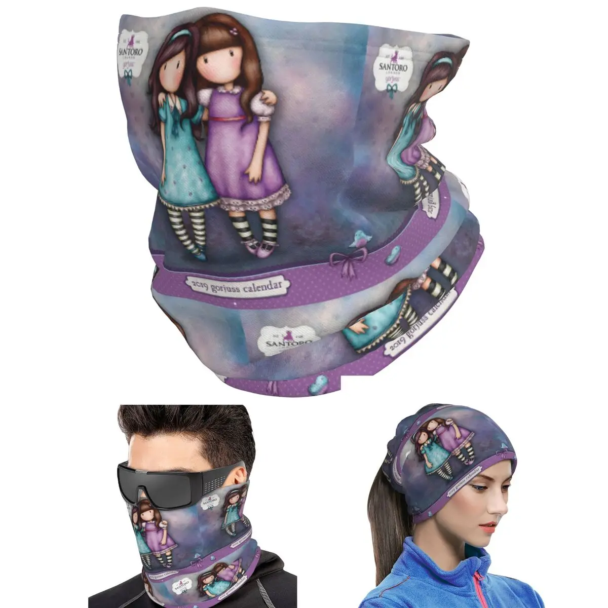 Santoro Gorjuss Bandana Neck Gaiter Printed Wrap Scarf Warm Face Mask Unisex Adult Washable