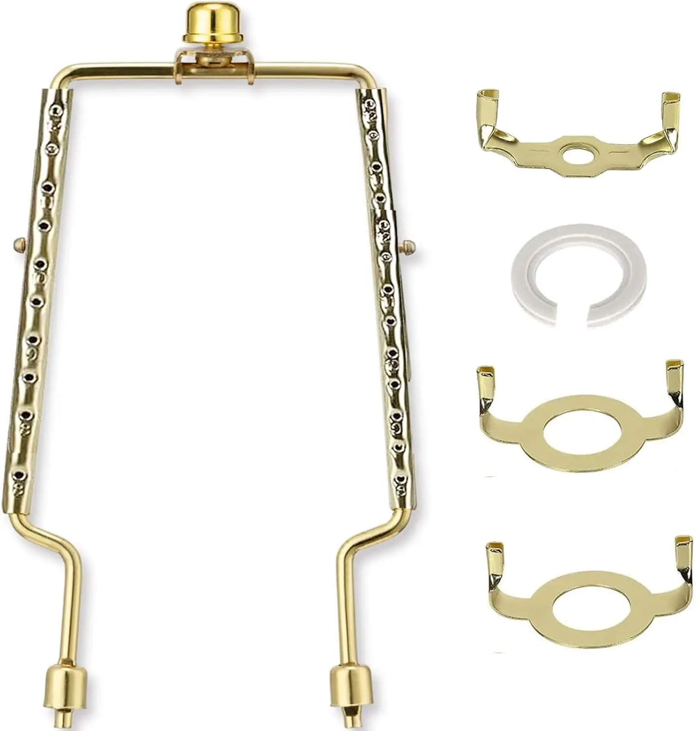 

Adjustable Lamp Harp Kit 8-12 inch, Lampshade Holder with E14 E26 E27 Converters for Standard Lamp Rod and UNO Fitter