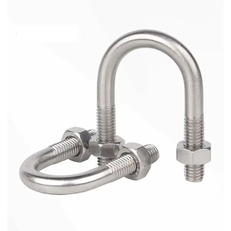 1set 304 Stainless Steel U-Type Bolts with Nuts Hoop Horse M6 M8 U-Shaped Screws for Construction Installation Fastener