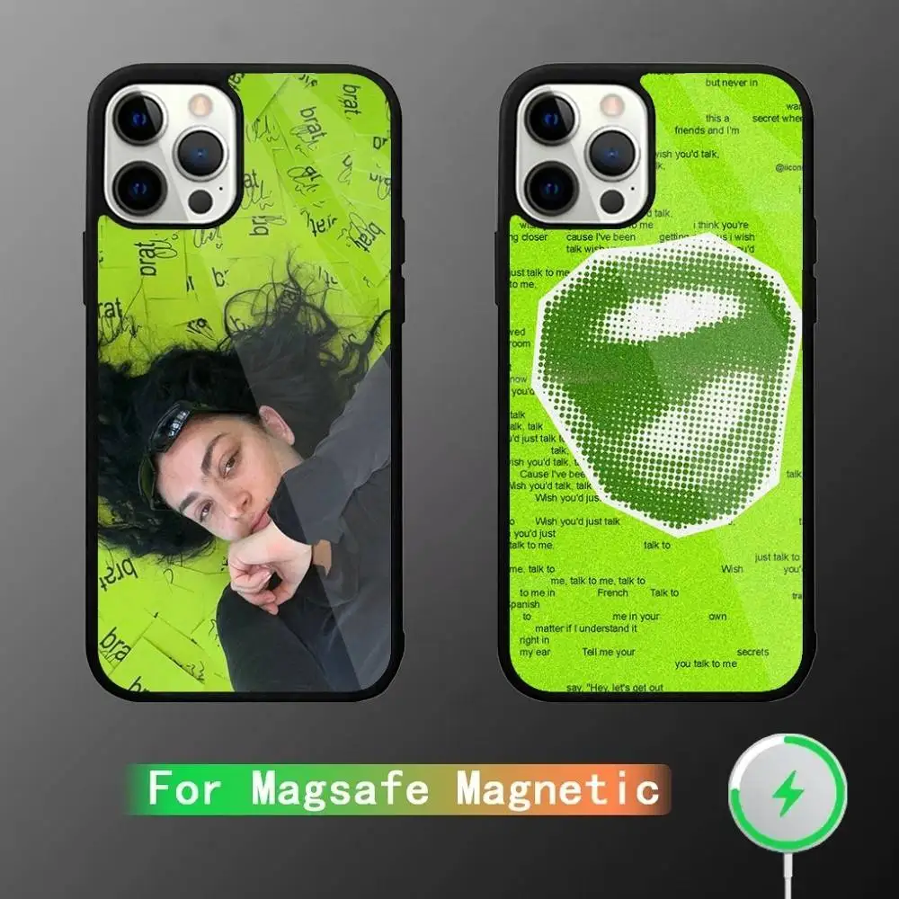 

Charli XCX Brat Phone Case For iPhone 17,16,15,14,13,12,11,Pro,Max,Plus,Mini,SE4,E Magnetic Magsafe Wireless Charging