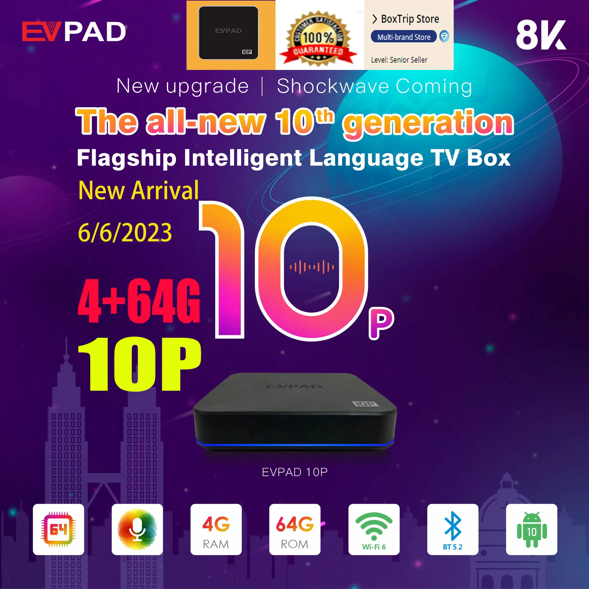 

[Genuine]EVPAD 10p box 2024 original store 8k pro Korea Japan tv box evpad10p 4GB64GB hot in Singapore USA Canada Australia tha