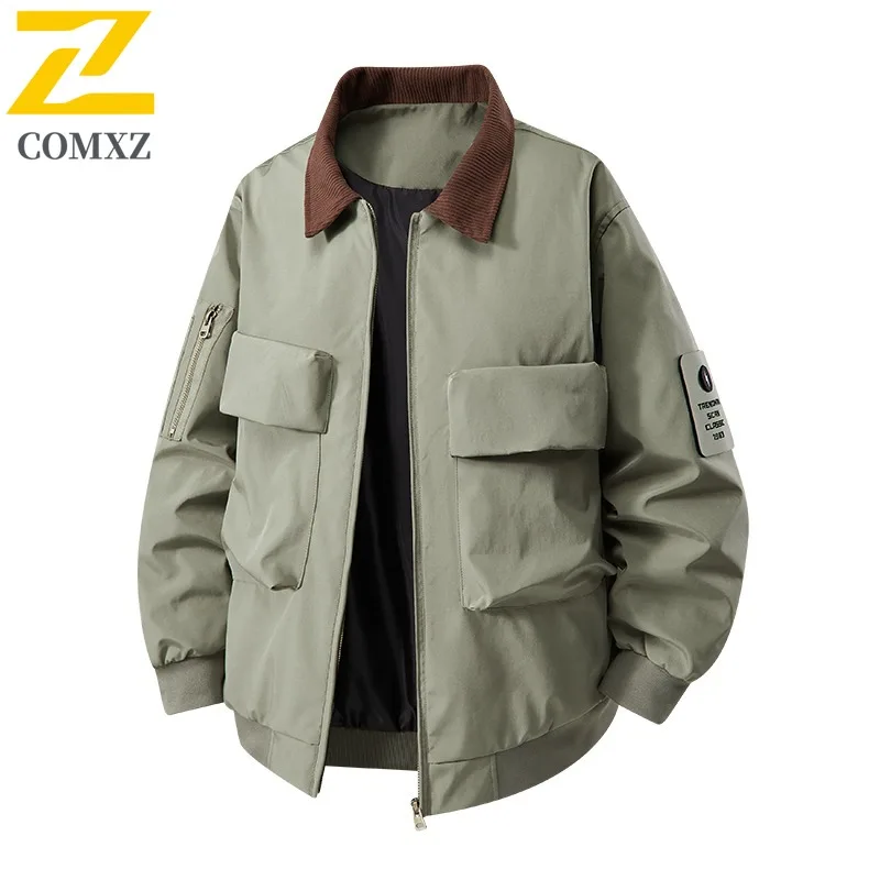 

COMXZ уличное пальто с несколькими карманами, однотонная ветрозащитная байкерская куртка для охоты и кемпинга, дышащая ветровка, мужская одежда