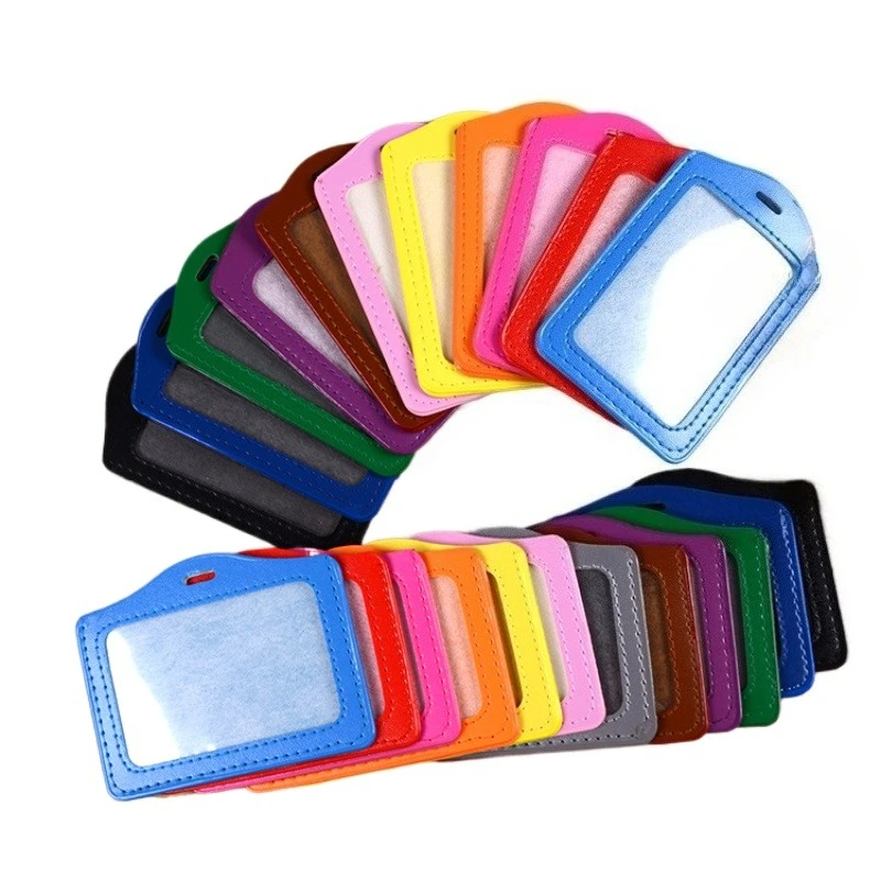 10Pcs/Set PU Leather ID Card Holder Working Permit Case Pass Work Card Cover Exhibition Badge Holder Cards Protector Sleeve