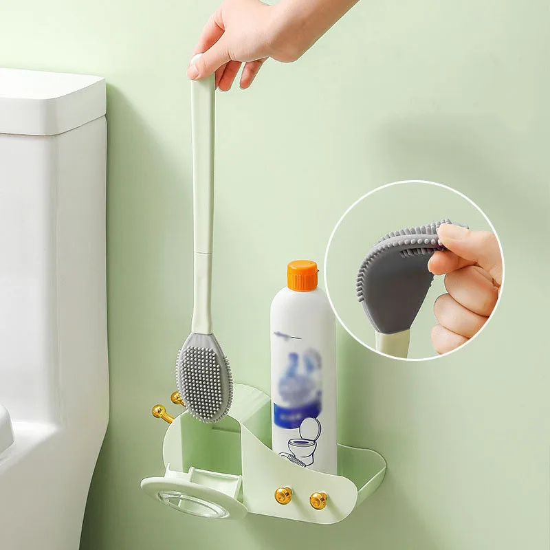 Toilet Bowl Brush Bathroom Cleaning Supplies Toilet Kit With Own Storage Rack Can Be Hung And Put For Home Bathroom Accessories