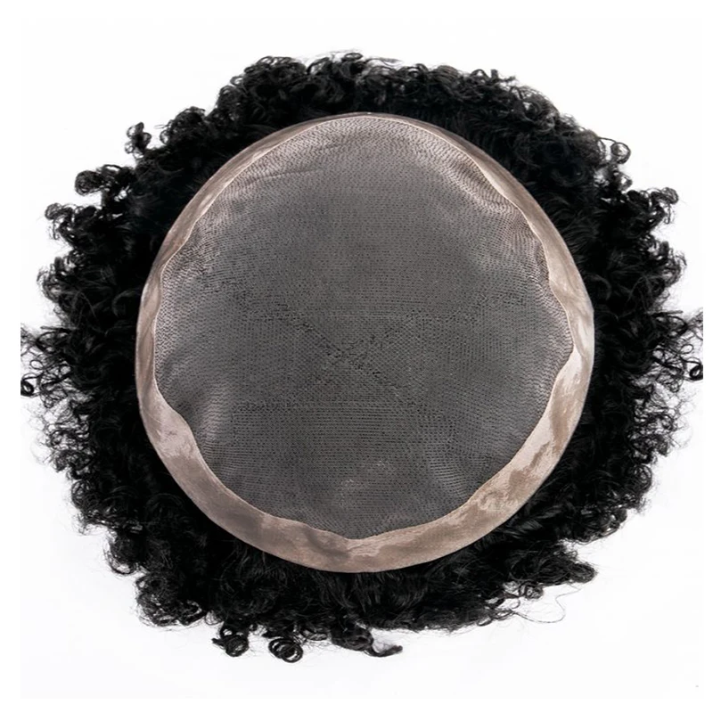 الأفرو حليقة أحادية 15 مللي متر حليقة الرجال الشعر المستعار اللون الطبيعي ريمي شعر مستعار الذكور الشعرية الاصطناعية نظام الشعر البشري الرجال استبدال الشعر #2