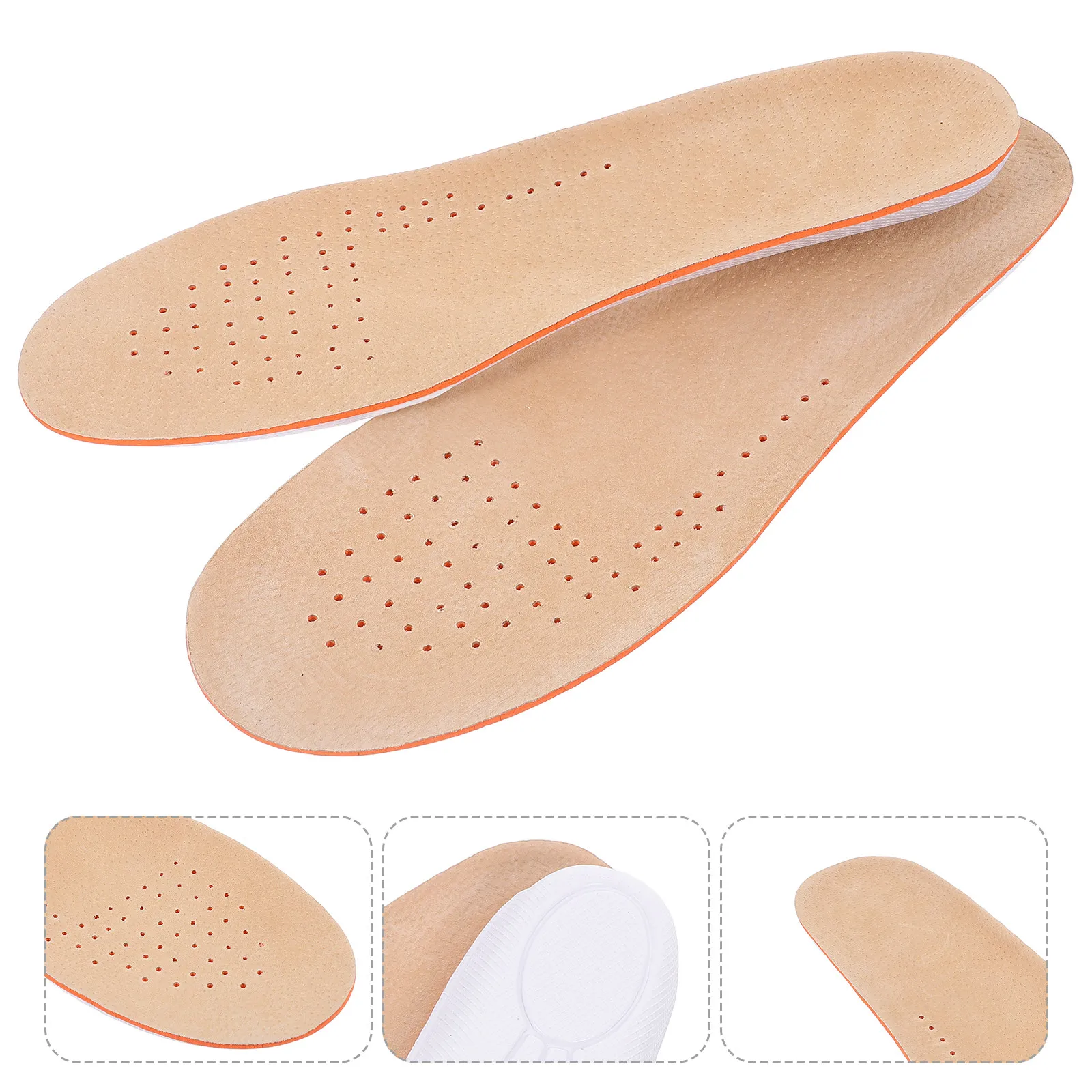 1Pair Height Increase Insoles Pigskin Latex Eva Shoe Cushions Breathable Anti-Slip Shoe Lifts Comfort Pad for Men Women Size L