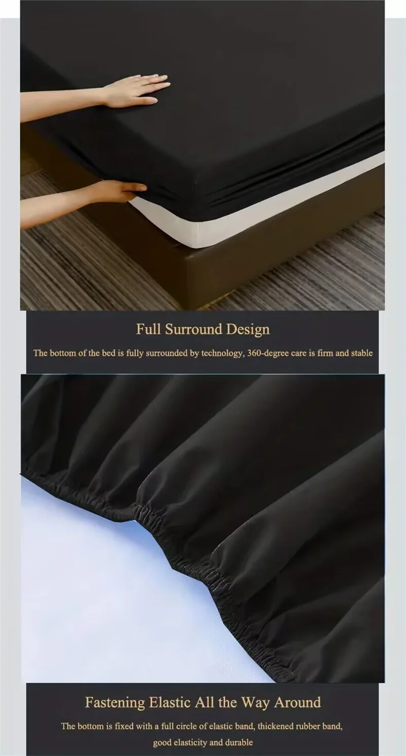 100% Waterproof Mattress Cover Protector Adjustable Non-slip Bed Fitted Sheet With Elastic Band for King Queen 90/140/160/200