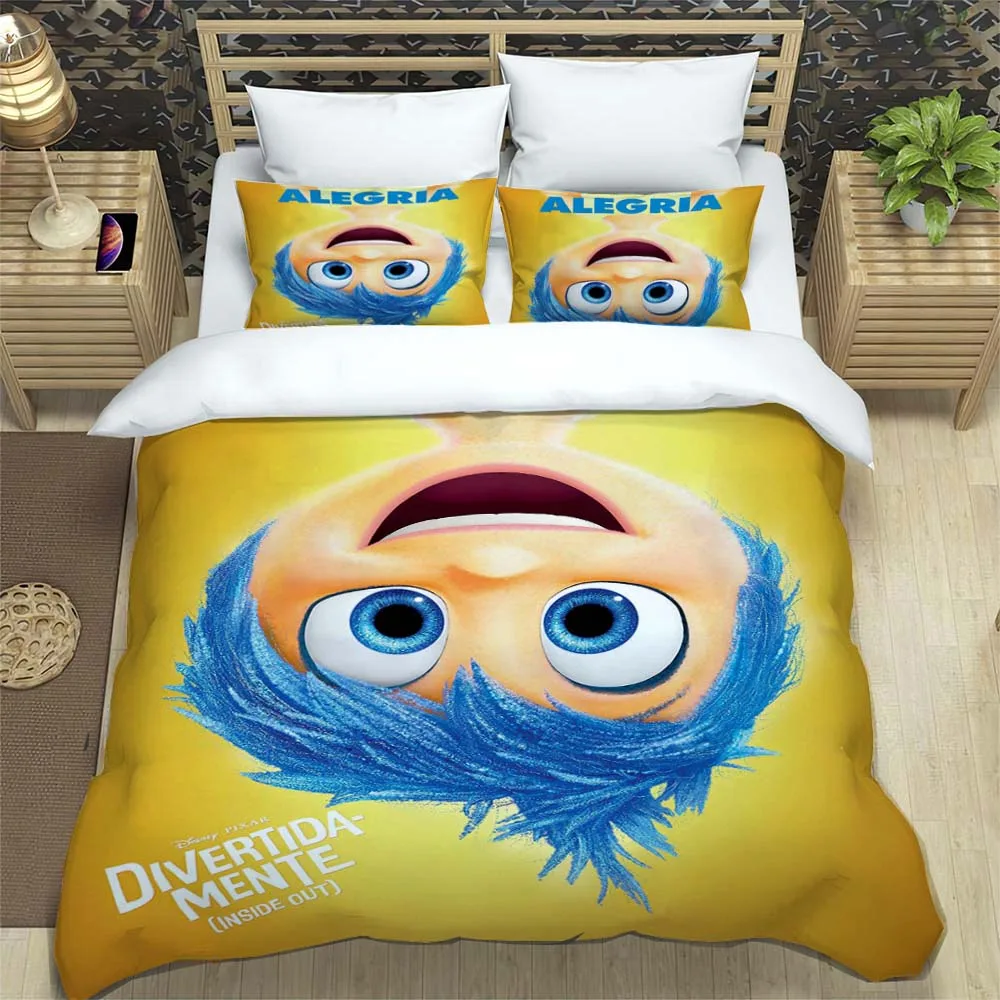 Imagem -06 - Disney Cartoon Inside Out Conjunto de Cama Impressão 3d Solteiro Duplo Tamanho Completo Queen Cama King-size Adulto Crianças Quarto