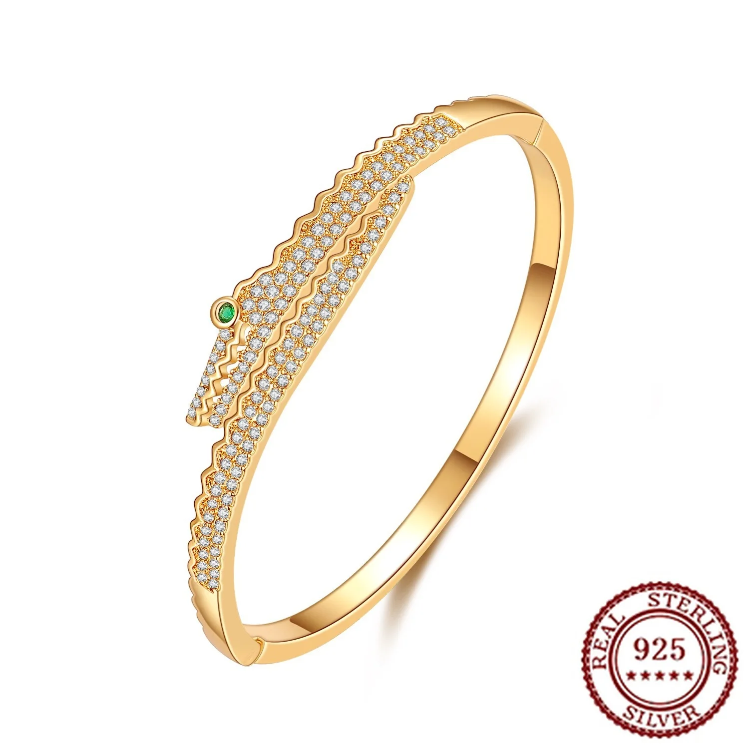 

2025 New Trendy 925 Sterling Silver Classic Temperament Atmospheric Fashion Classic Women's Diamond Set Zircon Open Bracelet