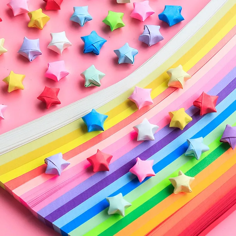 Colored Stars Folded Paper Strip Gradual Change Color Lucky Star Five Pointed Hand Special Small Stars