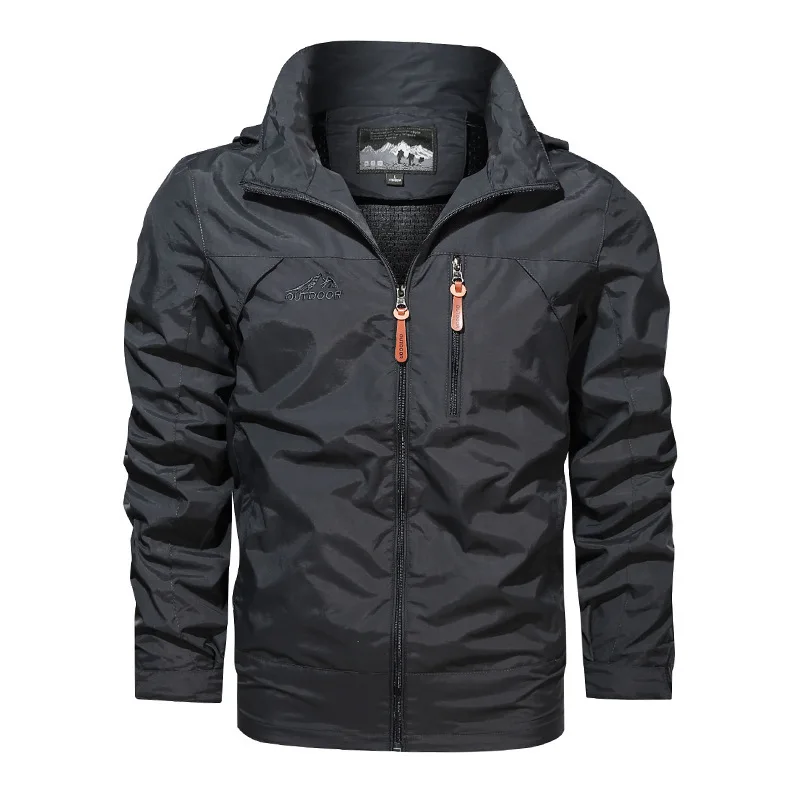 Men's sports spring autumn jacket coat solid casual zipper turn collar windproof Windbreaker