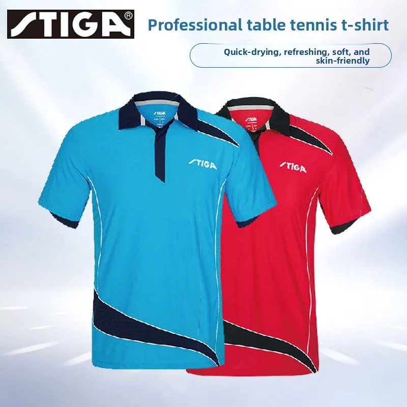 

Stiga sports collar T-shirt, loose and breathable, fitness, running, speed drying, competition sportswear