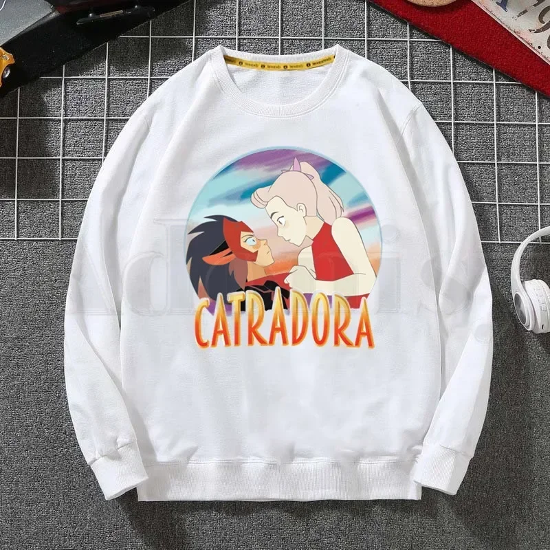 Adora Catra Love She Ra And Catra Cartoon Artwork Hoodies Sweatshirt Print Trend Mens Clothes Hip-Hop Male Crewneck Hoodies Men