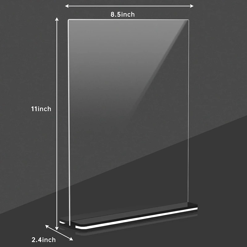 Portarotolo in plastica portarotolo 8.5 x11 pollici, espositore da tavolo a forma di T da 6 pezzi, bifacciale