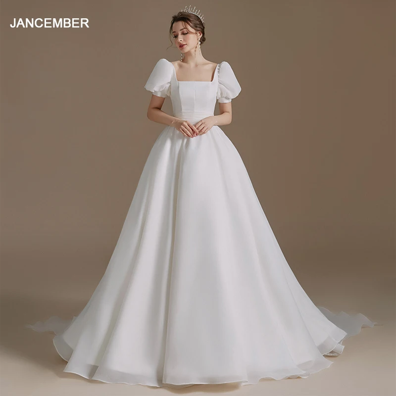 Classic Surprise Price Wedding Gown For Bride 2024 Ball Gown Square Collar Puff Sleeves Lace Up vestidos novias boda QD06101