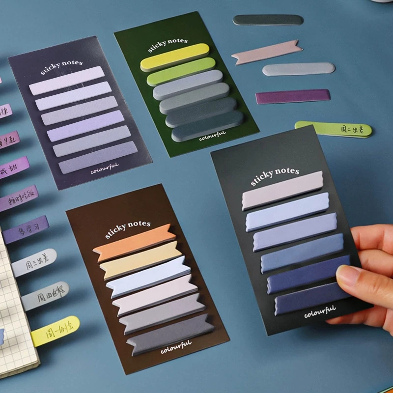 แบบพกพาดัชนีแท็บบุ๊คมาร์คสติกเกอร์กระดาษขจัดคราบสะอาด Morandi สี120x