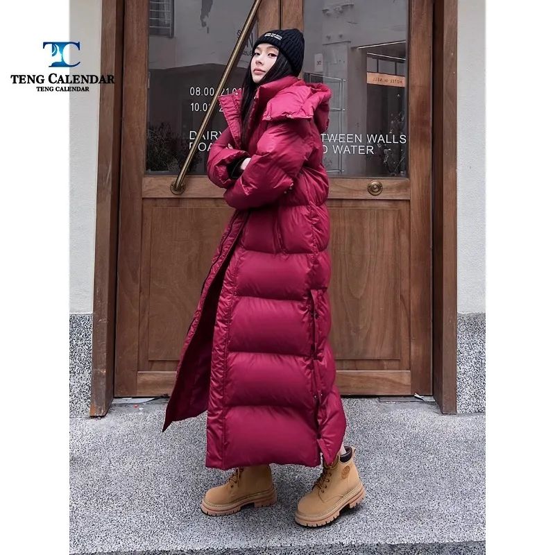 Winter Cotton Jacket, Korean Version Long To Ankle A-line Loose Hooded Down Cotton Jacket, Women's 2024 New Model