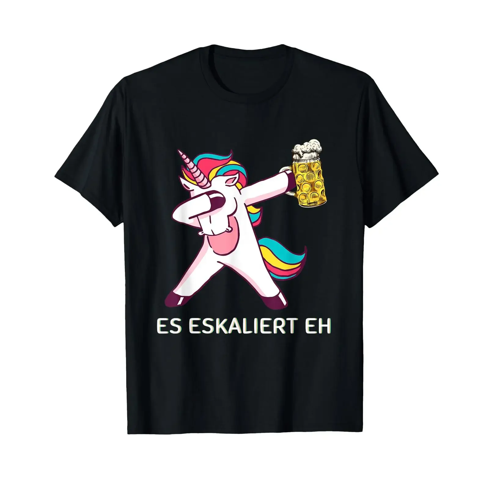 It's escalating anyway Dabbing unicorn with beer mug T shirt vintage Washed fashion Comfortable Breathable Unisex Slightly