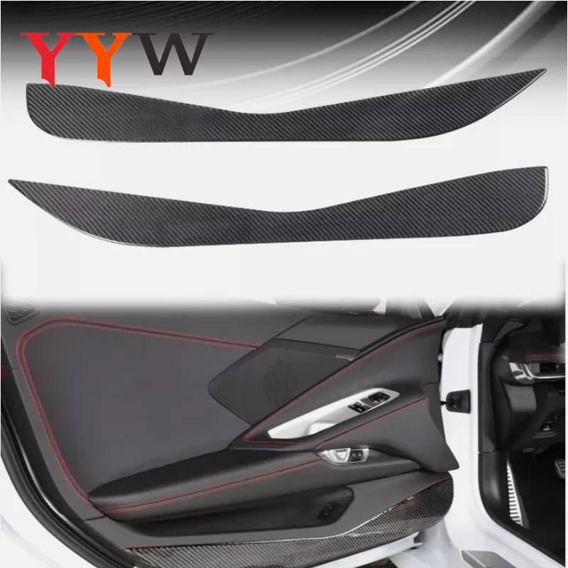 

2PCS Soft Carbon Fiber Car Inner Door Edge Protection Anti-kick Protection Panel Cover Trim For Chevrolet Corvette C8 2020-2024