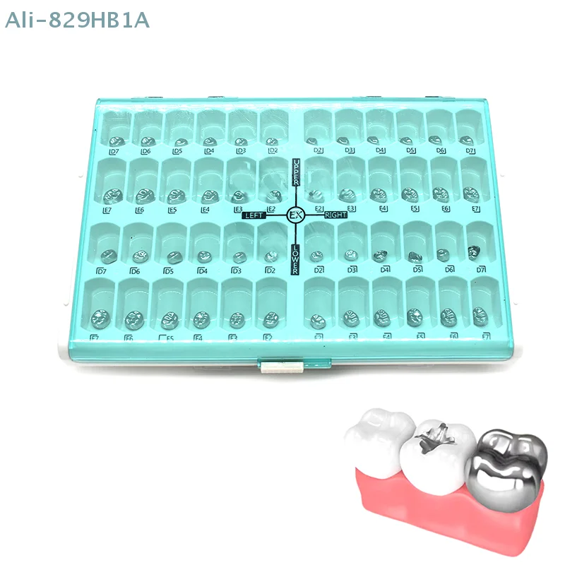 48Pcs/Box Dental Kid Crowns Preformed Metal Crown Stainless Steel Temporary Crowns Dentistry Orthodontic Material Therapy Tools