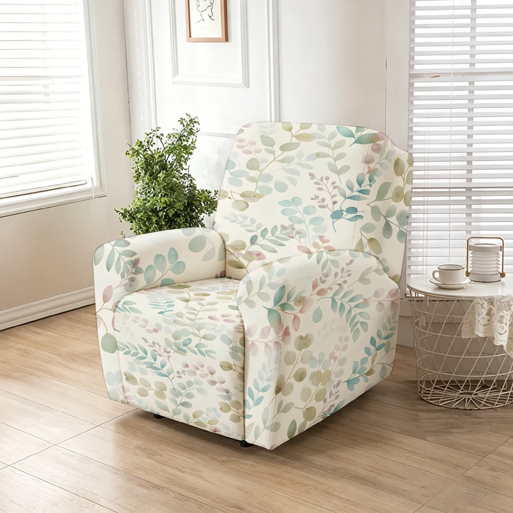 Watercolor Eucalyptus Print Stretch Recliner Slipcover, Stretch Soft Furniture Protector Slipcover