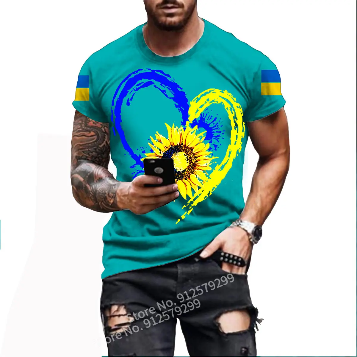 Cool Ukraine Flag Sunflower T-shirts Letter Ukrain Print Tee Shirt Men/women Summer Tshirt Oversized Clothes