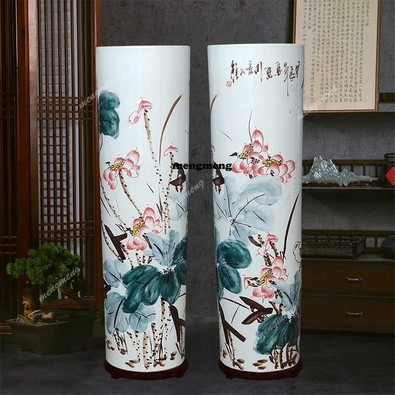 Floor-to-ceiling large vase painting and calligraphy tank study living room tube arrow porcelain ornament