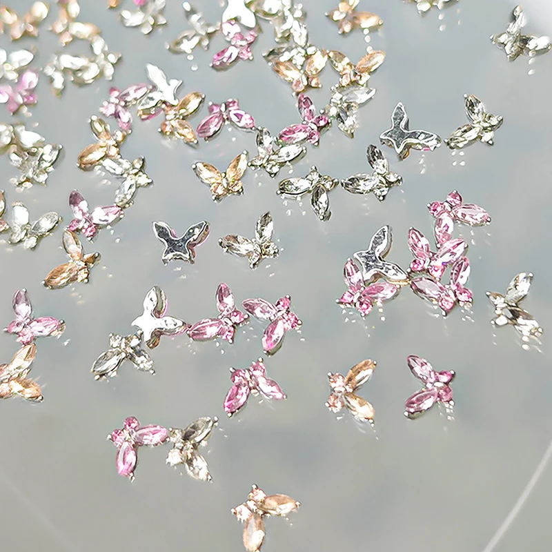 10 قطعة فاخرة ثلاثية الأبعاد صغيرة 4*6 مللي متر كريستال فراشة مسمار الفن حُليات المجوهرات اكسسوارات سبيكة الراين الأظافر لوازم الديكور