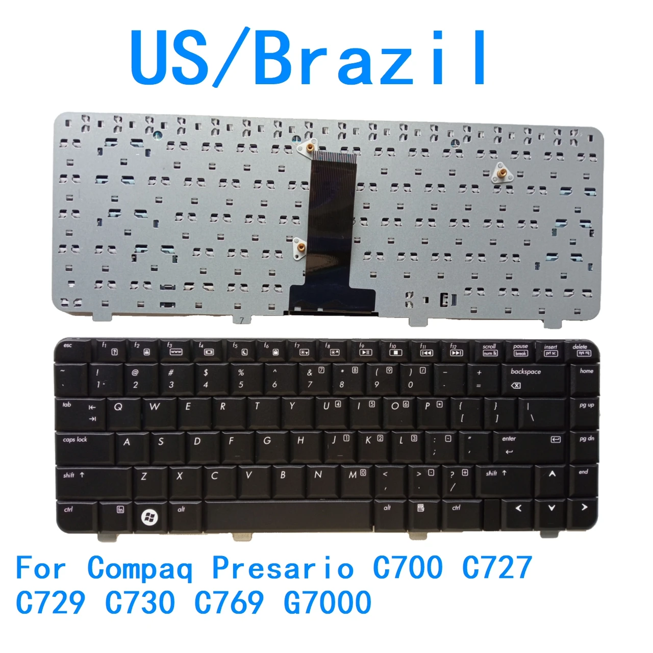 Nuevo teclado de idioma EE. UU. Brasil para HP Compaq Presario C700 C727 C729 C730 C769 G7000 teclado de repuesto para Notebook PC