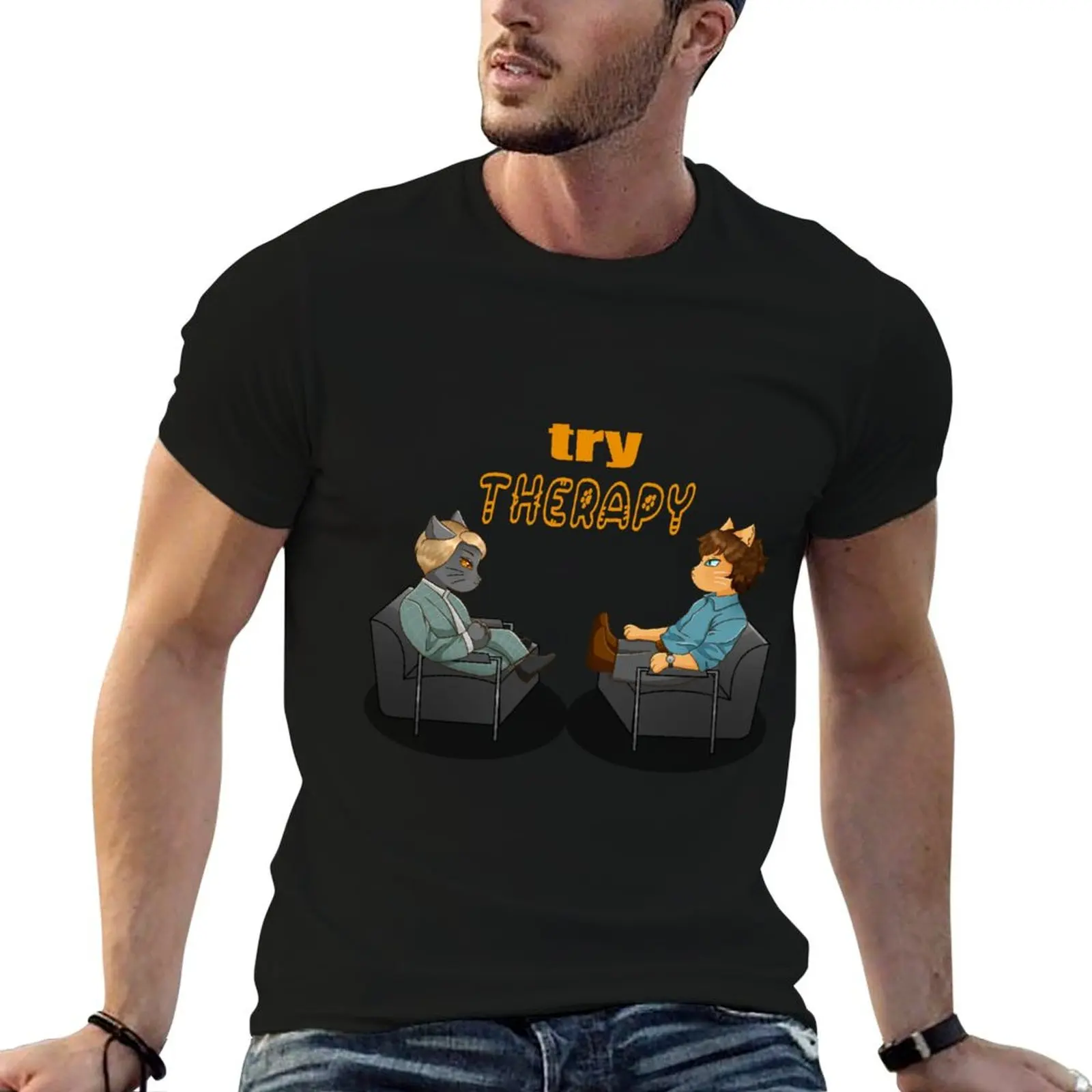 

hannibal and will - try therapy T-Shirt man t shirt cotton t shirt for man 100 percent cotton man t shirt summer T-Shirt