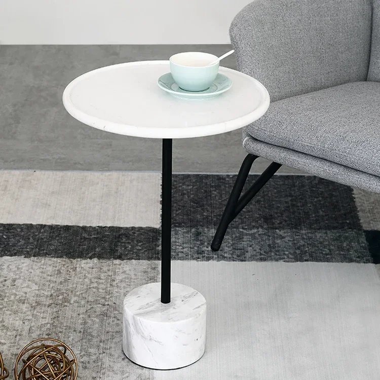 Nordic Modern Metal Iron Living Room Simple and Creative Natural Marble Wholesale Round Customizable Side Table