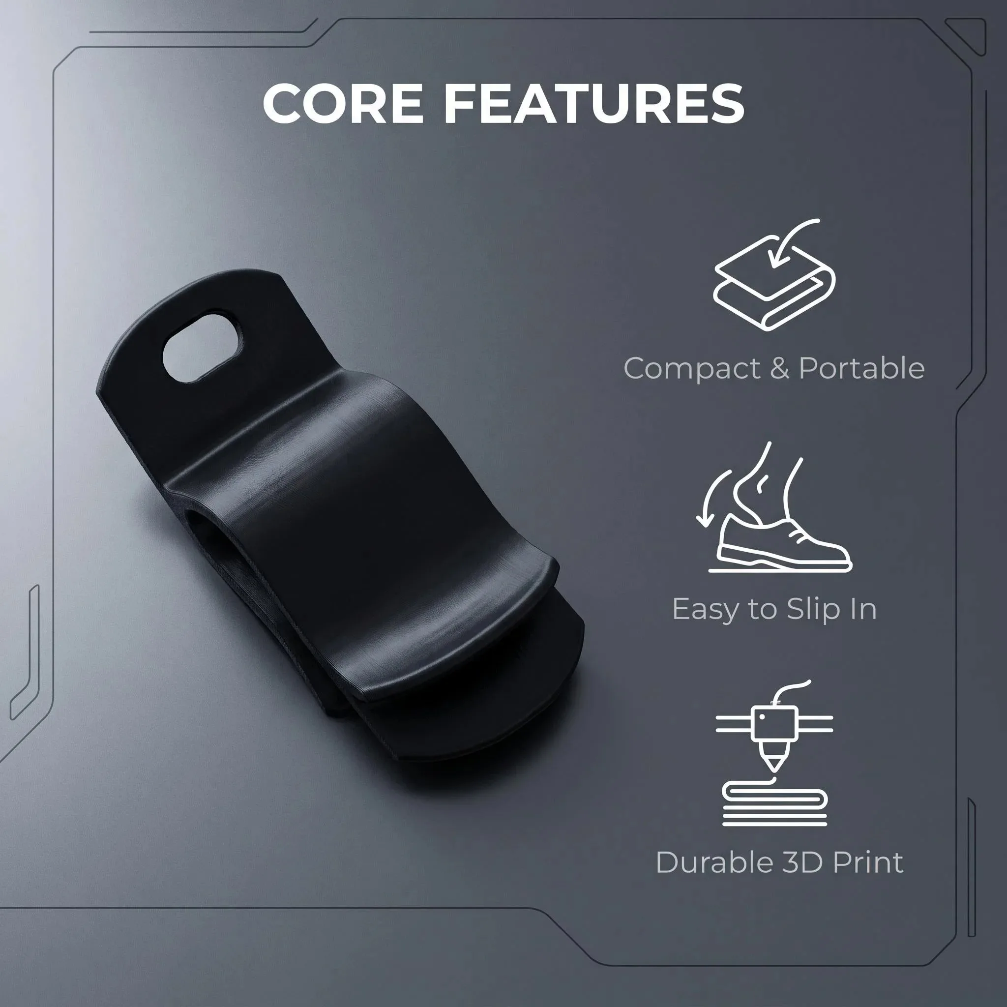 Portable 3D Printed PLA Mini Shoe Horn, Convenient Shoe Wearing Aid for Adults, Easy On Tool for Sneakers Casual Shoes, 2PCS