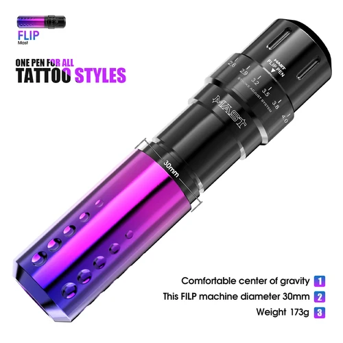 Imagen 2 del producto Mast Flip Pro-Juego de batería para máquina de tatuaje inalámbrica, 2,6/2,9/3,2/3,5/3,8/4,0mm, bolígrafo giratorio, Kit completo para suministros de tatuaje
