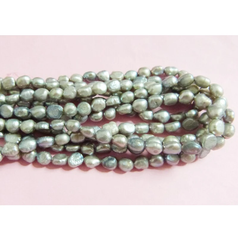 gray  4PCS AAA  6-7MM rice Baroque freshwater pearls loose beads 15 