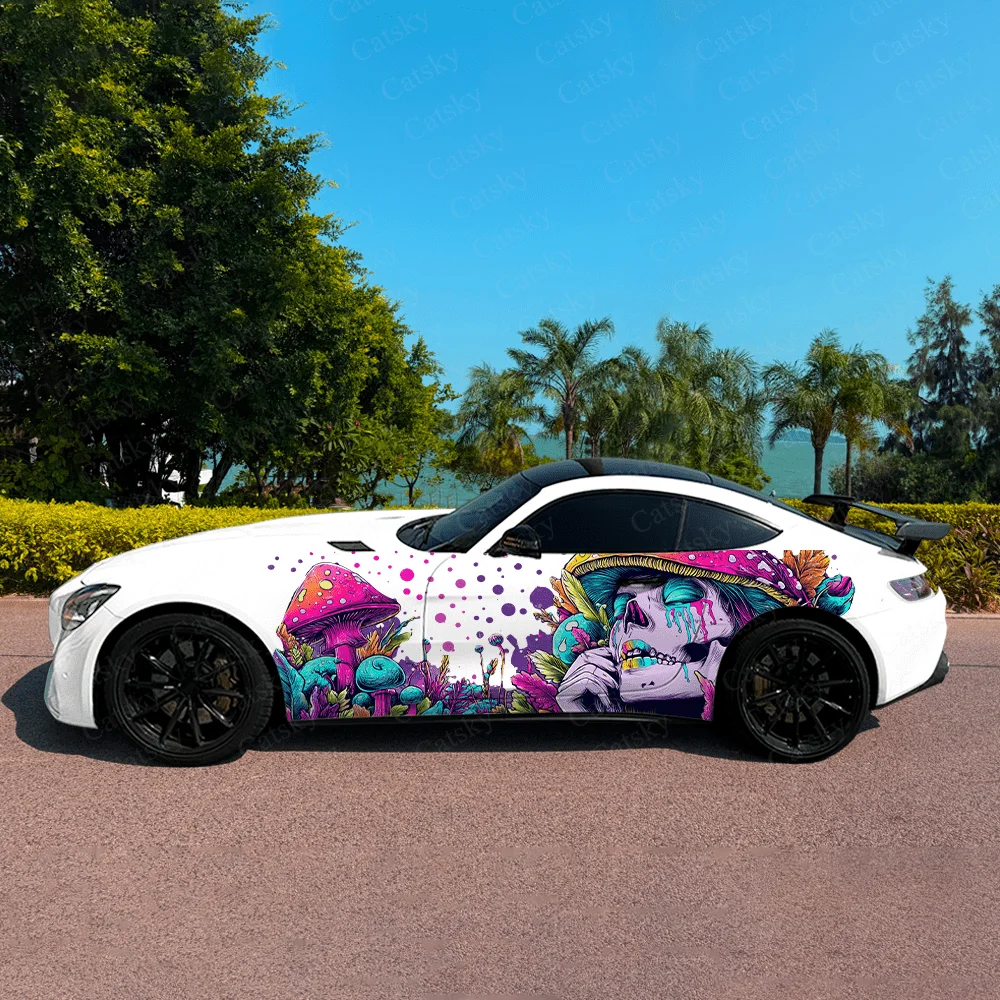 

Colorful Mushroom Skeleton Car Vinyl Wraps Decal Self-adhesive PVC Sticker Suitable for Trucks SUV Decor Auto Accessories Gift